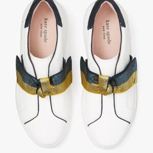 Kate Spade White with Blue and Gold Bows Lexi Sneakers Sz 8.5